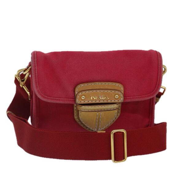 PRADA Shoulder Bag Canvas Red - Picture 1 of 9